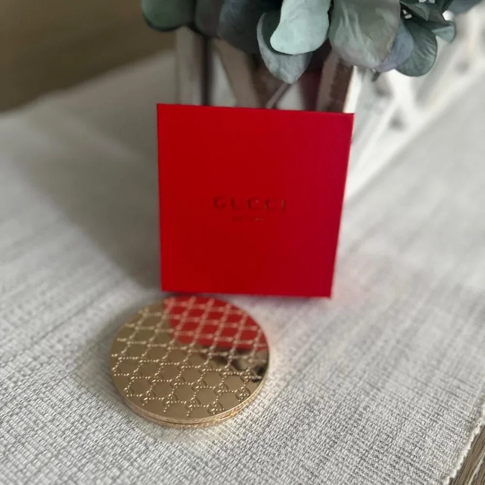 GUCCI Double Sided Compact Mirror NEW in Box VIP Gold Beauty Pocket Mirror NIB